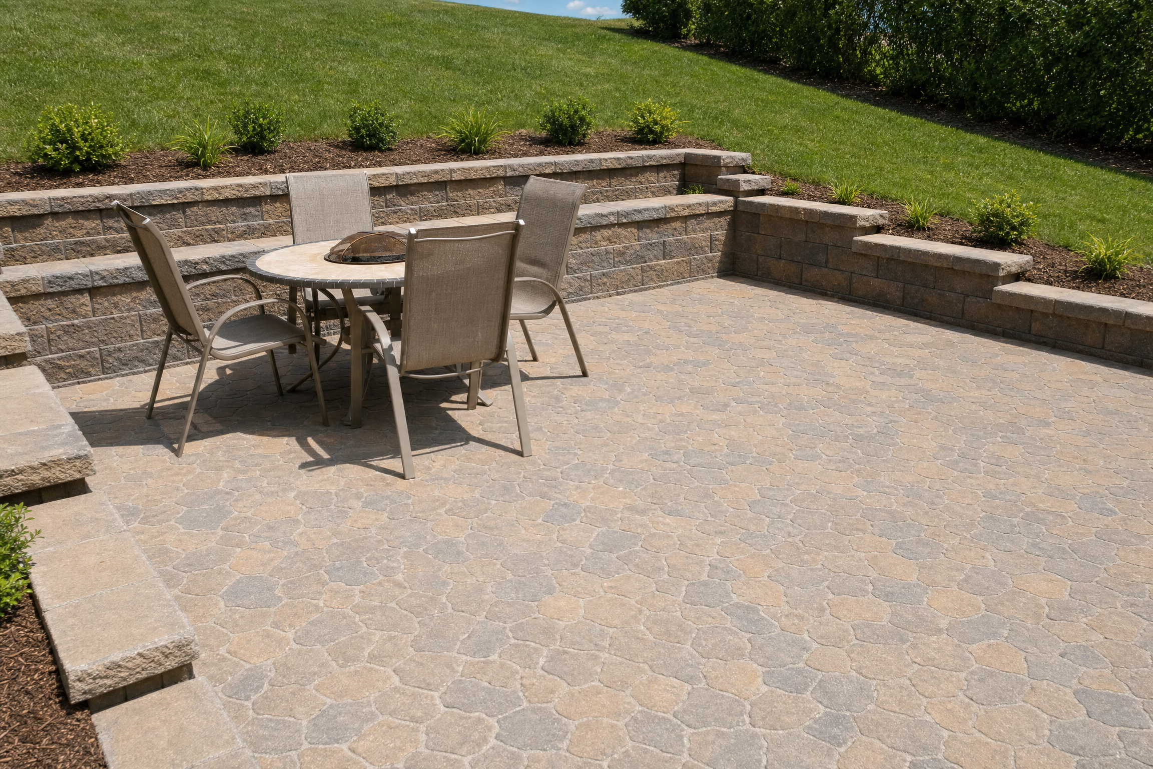 Paver Patio with Retaining Wall