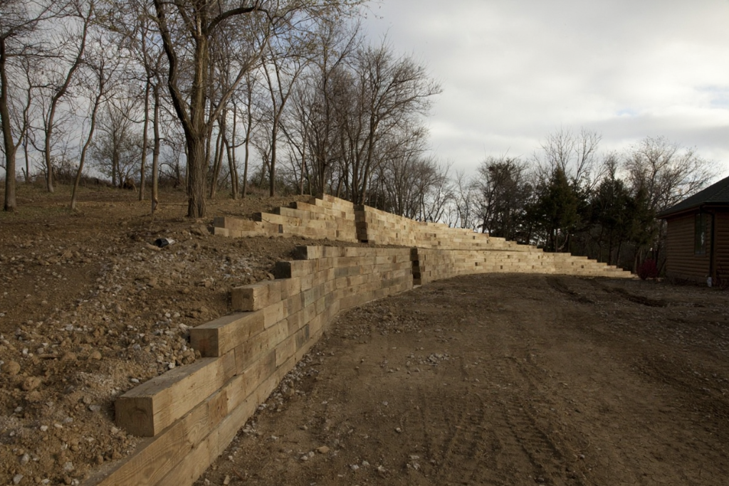 Timber Retaining Wall with Steps